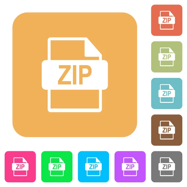 ZIP-bestandsindeling afgerond vierkant plat pictogrammen — Stockvector