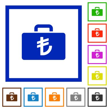 Türk Lirası çanta düz çerçeveli simgeler