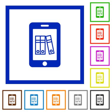 Mobil ofis düz çerçeveli simgeler