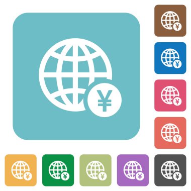 Online Yen ödeme yuvarlak kare düz simgeler