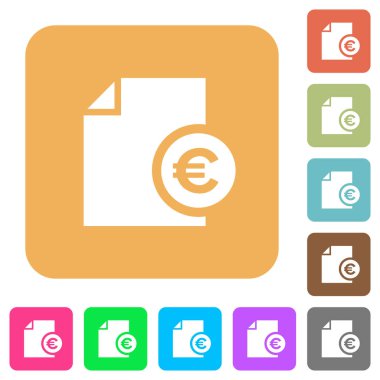 Euro mali rapor yuvarlak kare düz simgeler