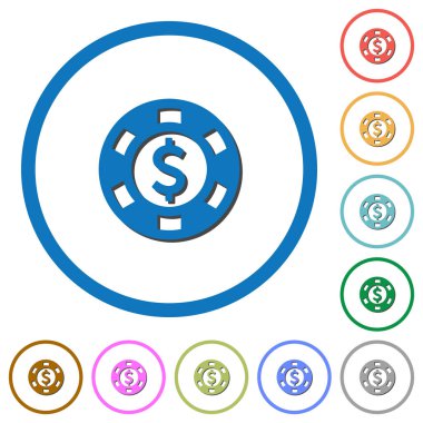 Doları casino çip kutsal kişilerin resmi ile gölgeler ve anahatlar