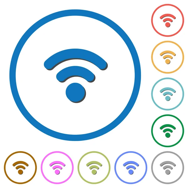 Icone del segnale radio con ombre e contorni — Vettoriale Stock