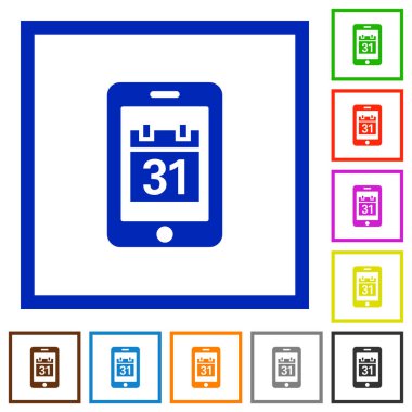 Mobil Organizatör düz çerçeveli simgeler