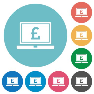 Laptop ile Pound işaretli tuşa düz yuvarlak simgeler