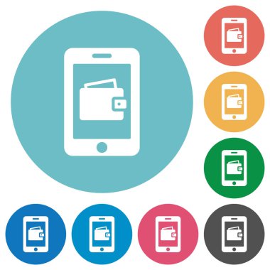 Mobil cüzdan düz yuvarlak simgeler