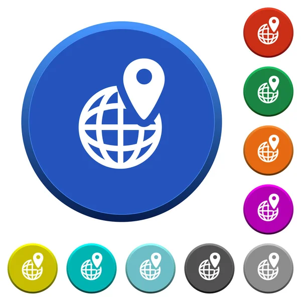 世界シンボル ボタンと gps による位置情報 — ストックベクタ