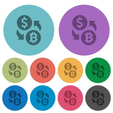 Doları Bitcoin para alışverişi rengi daha koyu düz simgeler