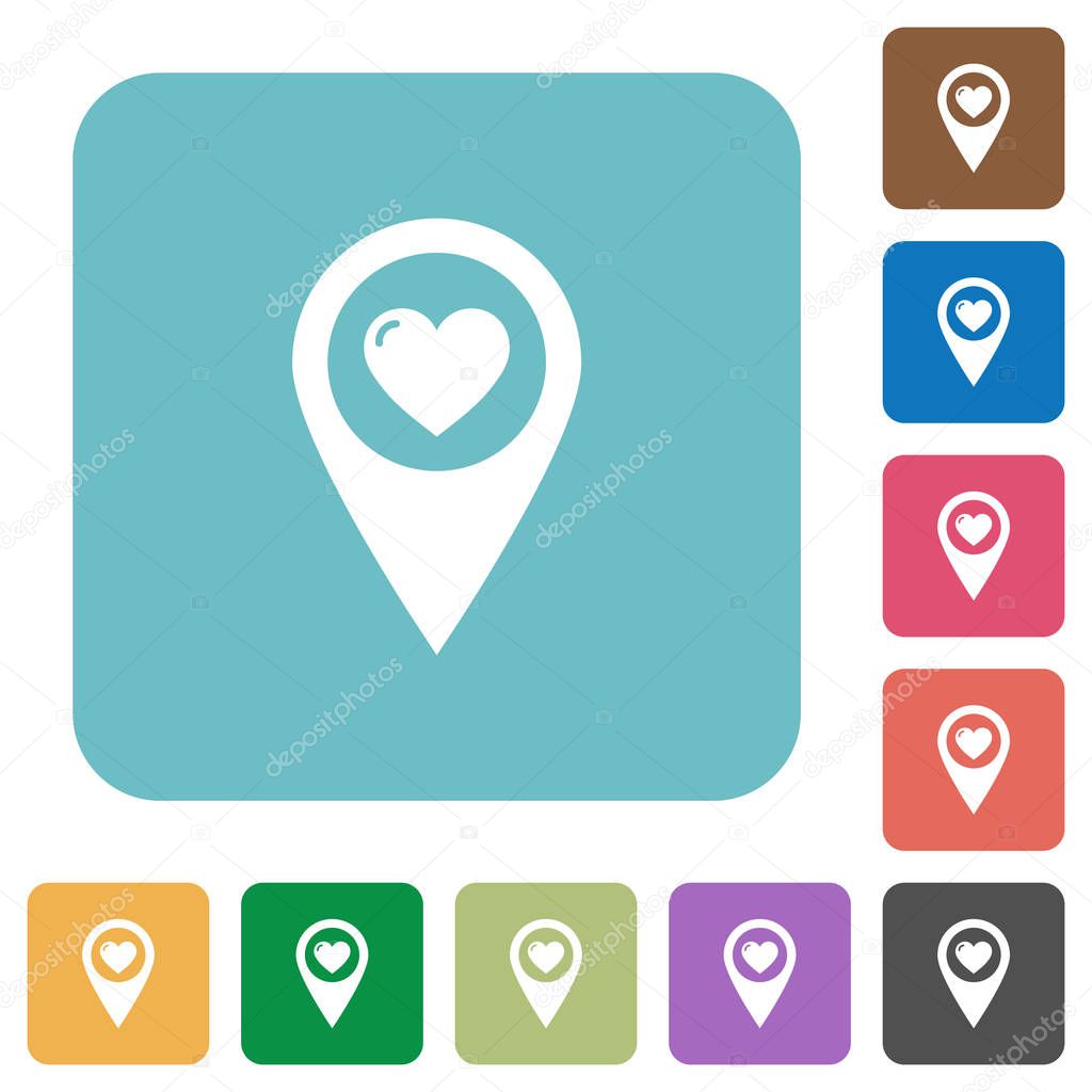 Favorite GPS map location rounded square flat icons