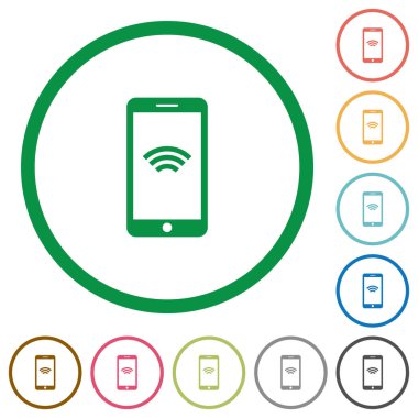 Cep telefonu ile kablosuz ağ simgesi düz simgeler anahatları ile