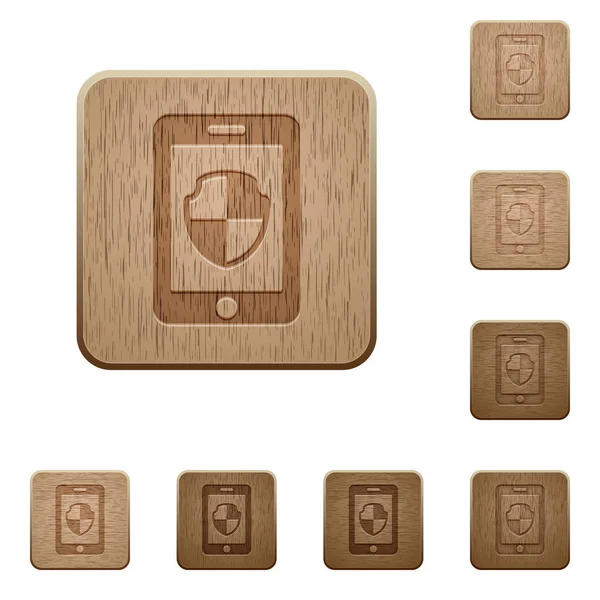 Boutons en bois de protection Smartphone — Image vectorielle