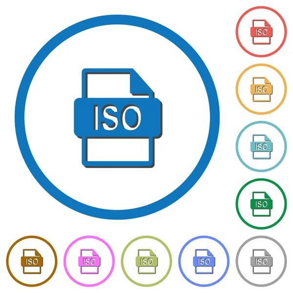 ISO αρχείο μορφή εικονιδίων με σκιές και περιγράμματα — Διανυσματικό Αρχείο