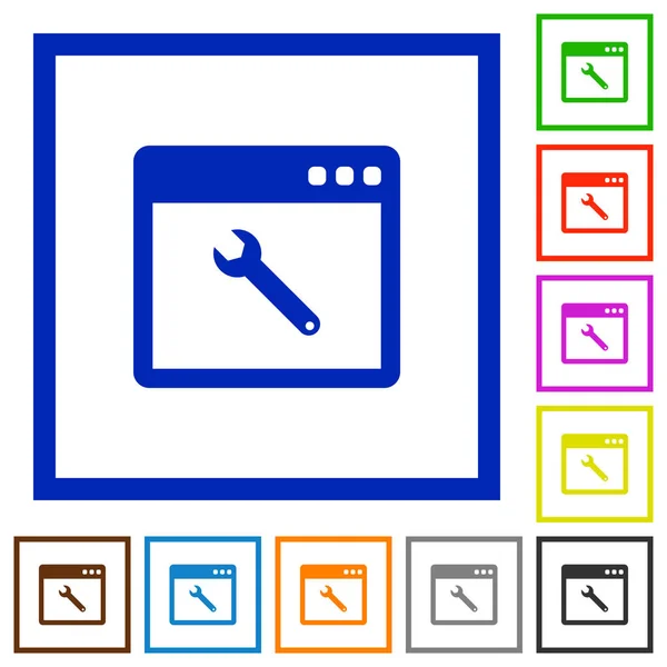 Application de maintenance des icônes encadrées plates — Image vectorielle