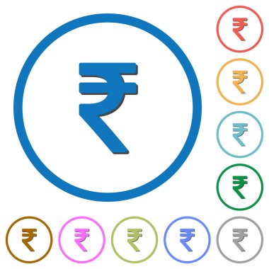 Hindistan Rupisi işareti simgeleriyle gölgeler ve anahatlar