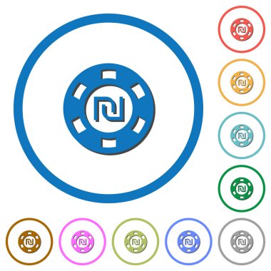 Yeni şekel casino çip simgeler gölgeler ve anahatlar