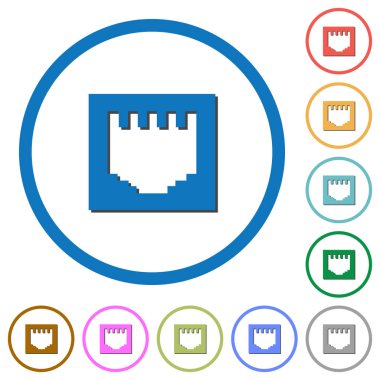 Ethernet konektörü simgelerle gölgeler ve anahatlar