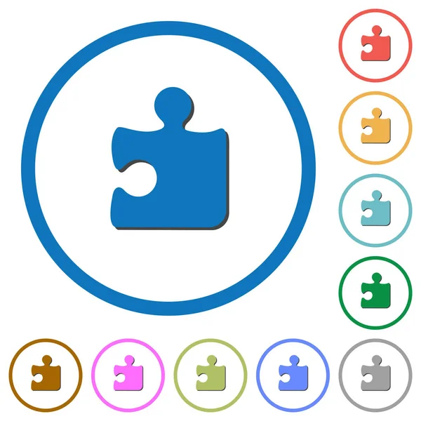 Puzzle-Icons mit Schatten und Konturen — Stockvektor