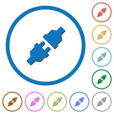 Takılı güç konektörleri simgelerle gölgeler ve anahatlar