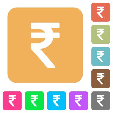 Hindistan Rupisi işaret yuvarlak kare düz simgeler