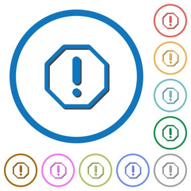 Sekizgen şeklinde hata işareti simgeleriyle gölgeler ve anahatlar