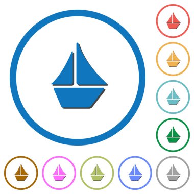 Gölgeler ve anahatları ile yelkenli simgeleri