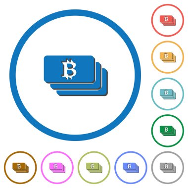 Bitcoin banknotlar simgelerle gölgeler ve anahatlar