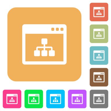 Ağ uygulama yuvarlak kare düz simgeler