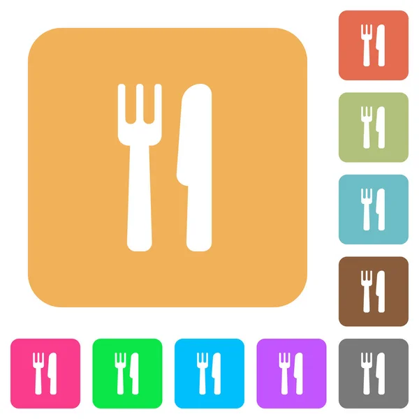 Cutlery rounded square flat icons — Stock Vector