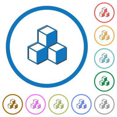 Gölgeler ve anahatları ile simgeler cubes