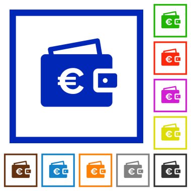 Euro cüzdan düz çerçeveli simgeler