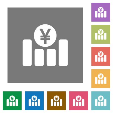 Yen mali grafik kare düz simgeler