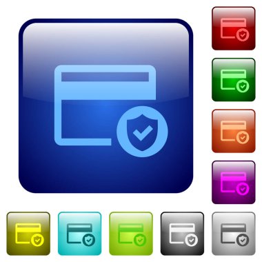 Güvenli kredi kartı işlem renkli kare düğmeler