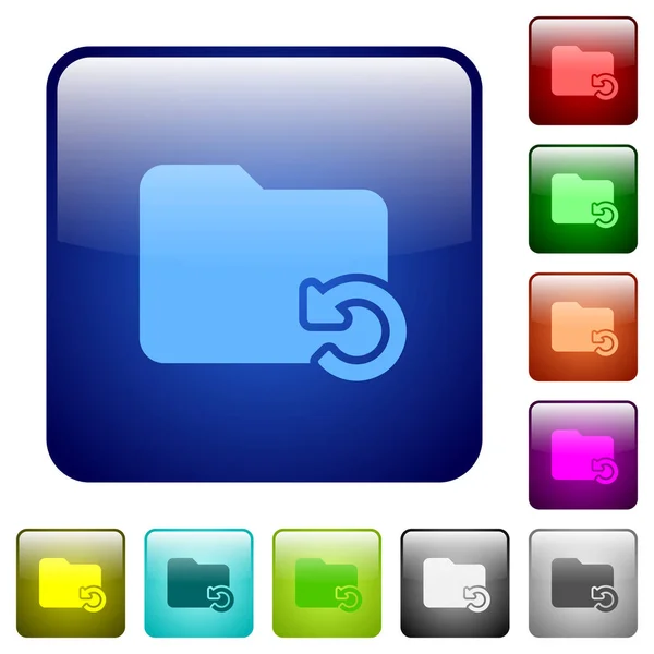 撤消文件夹操作彩色方形按钮 — 图库矢量图片