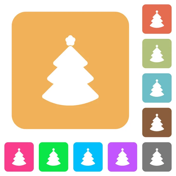 Árvore de Natal arredondado ícones planos quadrados — Vetor de Stock