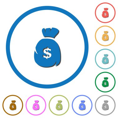 Doları para çantası kutsal kişilerin resmi ile gölgeler ve anahatlar