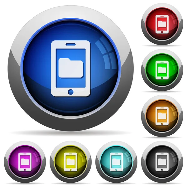 Smartphone almacenamiento de datos ronda botones brillantes — Vector de stock