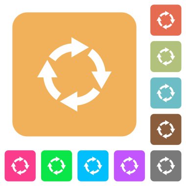 Döndür sağ yuvarlak kare düz simgeler