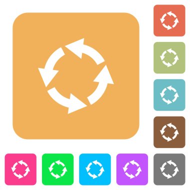 Sola Döndür yuvarlak kare düz simgeler