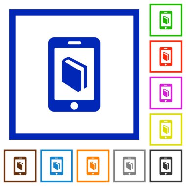 E-kitap düz çerçeveli simgeler