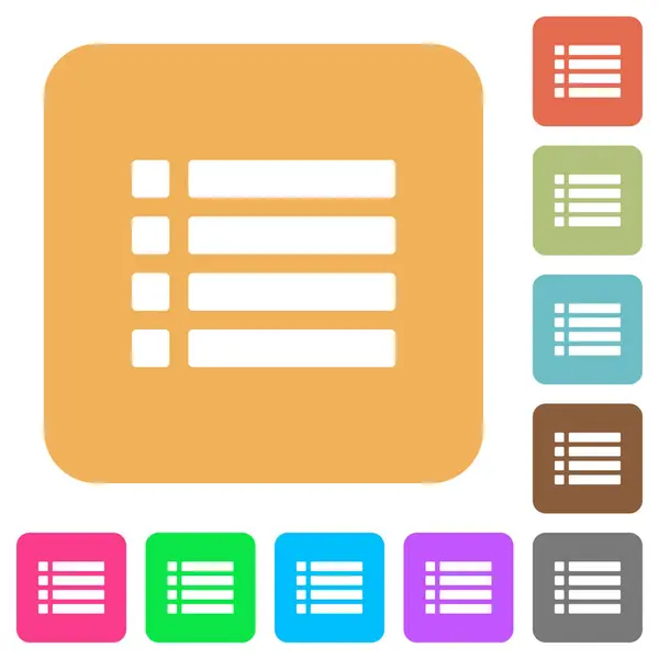 Lista não normalizada arredondado ícones planos quadrados —  Vetores de Stock
