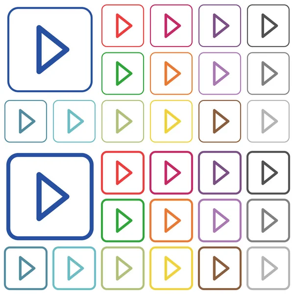 Media play esquissé icônes de couleur plate — Image vectorielle