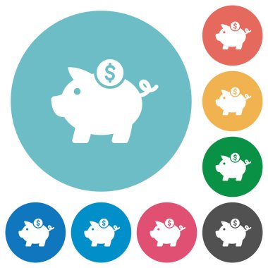 Doları kumbara düz yuvarlak simgeler