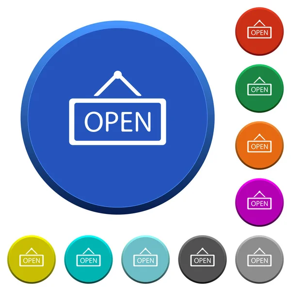 Πινακίδα "ανοιχτά" λοξότμητη κουμπιά — Διανυσματικό Αρχείο