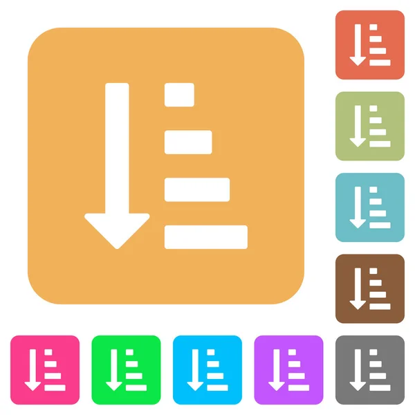 Mode liste par ordre croissant arrondi carré plat icônes — Image vectorielle