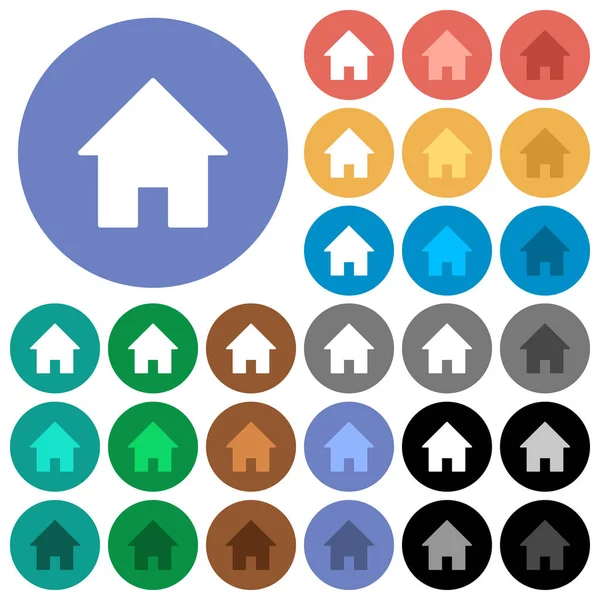 Domu okrągłe płaskie wielu kolorowych ikon — Wektor stockowy