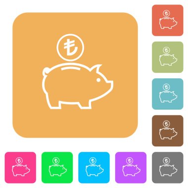 Türk Lirası kumbara yuvarlak kare düz simgeler