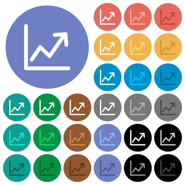 Lijndiagram ronde platte multi gekleurde pictogrammen — Stockvector