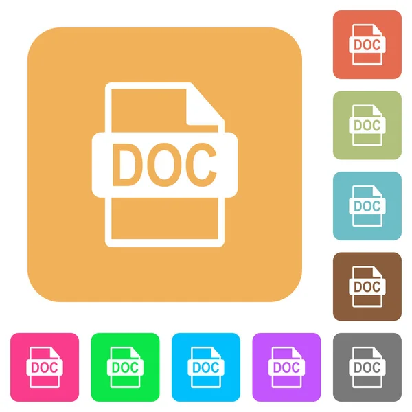 DOC formato de archivo redondeado cuadrado plano iconos — Vector de stock