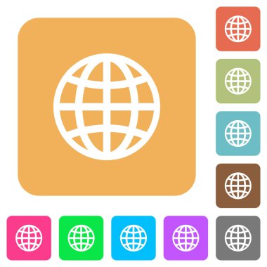Dünya yuvarlak kare düz simgeler