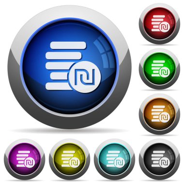 İsrail Yeni Şekeli paralar parlak düğmeler yuvarlak